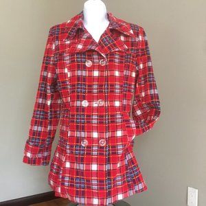 Parasuco Jeans M Corduroy Pea Coat/Jacket. Red